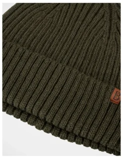Basque Double Rib Knit Wool Beanie Winter Accessory Olive