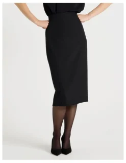 Basque Drape Twill Pencil Skirt in Black