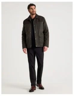Basque Felt Detail Waxed Jacket in Brown