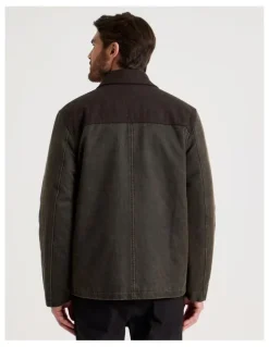 Basque Felt Detail Waxed Jacket in Brown