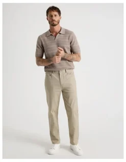 Basque Horizontal Knit Polo in Taupe