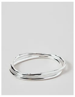 Basque Irregular 2Pk Bangles in Silver