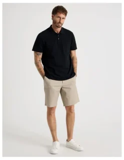 Basque Jersey Short Sleeve Polo in Jet Black