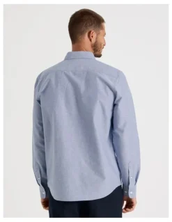 Basque Long Sleeve Oxford Shirt in Blue