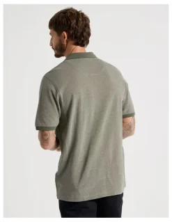 Basque Mercerised Cotton Birds Eye Polo in Olive