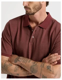 Basque Mercerised Cotton Birds Eye Polo in Sand