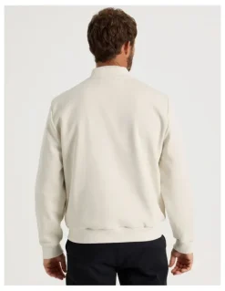 Basque Mixed Media Bomber in Ecru