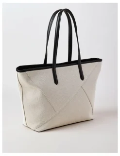 Basque Monica Leather Tote Bag in Natural/Black