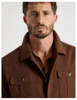 Basque Safari Style Jacket in Brown