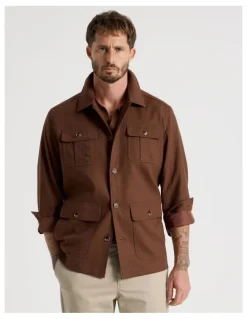 Basque Safari Style Jacket in Brown