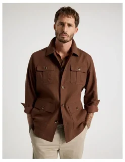 Basque Safari Style Jacket in Brown