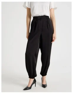 Basque Satin Harem Pant in Black