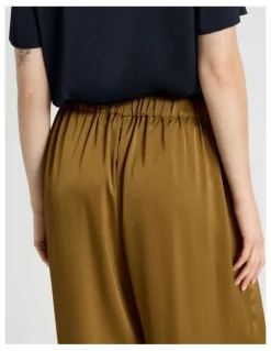 Basque Satin Harem Pant in Khaki