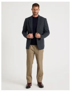 Basque Single Breasted Checked Blazer in Navy
