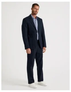 Basque Single Breasted Textured Blazer in Navy