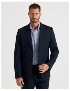 Basque Single Breasted Textured Blazer in Navy