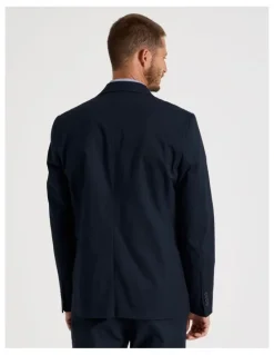 Basque Single Breasted Textured Blazer in Navy