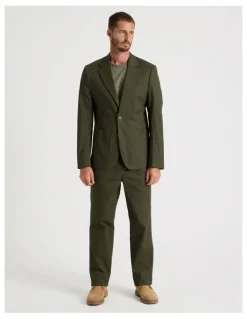 Basque Single Breasted Textured Blazer in Olive