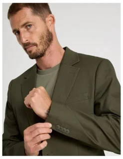 Basque Single Breasted Textured Blazer in Olive