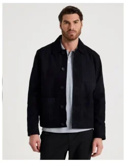 Basque Suede Trucker Jacket in Navy