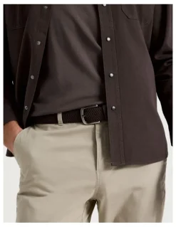 Basque Woven Casual Belt Brown With Brown Leather Trim Belt Brown
