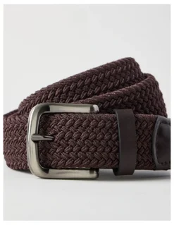 Basque Woven Casual Belt Brown With Brown Leather Trim Belt Brown