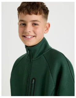 Bauhaus Athletic Zip Thru Sweat Top in Green