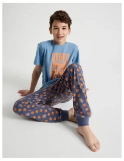 Bauhaus Basketball Short Sleeve T-Shirt & Pants Pyjamas in Midnight
