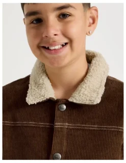 Bauhaus Classic Cord Jacket with Sherpa Collar in Brown