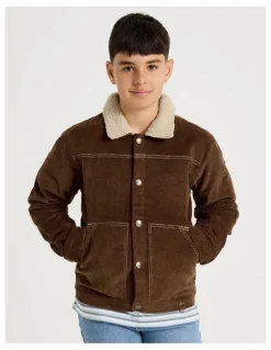 Bauhaus Classic Cord Jacket with Sherpa Collar in Brown