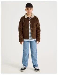 Bauhaus Classic Cord Jacket with Sherpa Collar in Brown