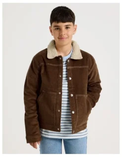 Bauhaus Classic Cord Jacket with Sherpa Collar in Brown
