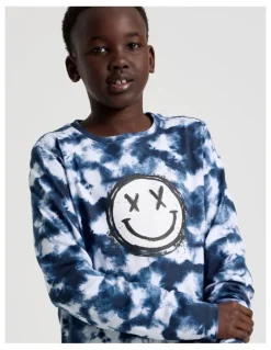 Bauhaus Knit Fleece Tie Dye Pyjamas in Blue