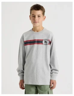 Bauhaus Long Sleeve Football Tee in Grey Marle