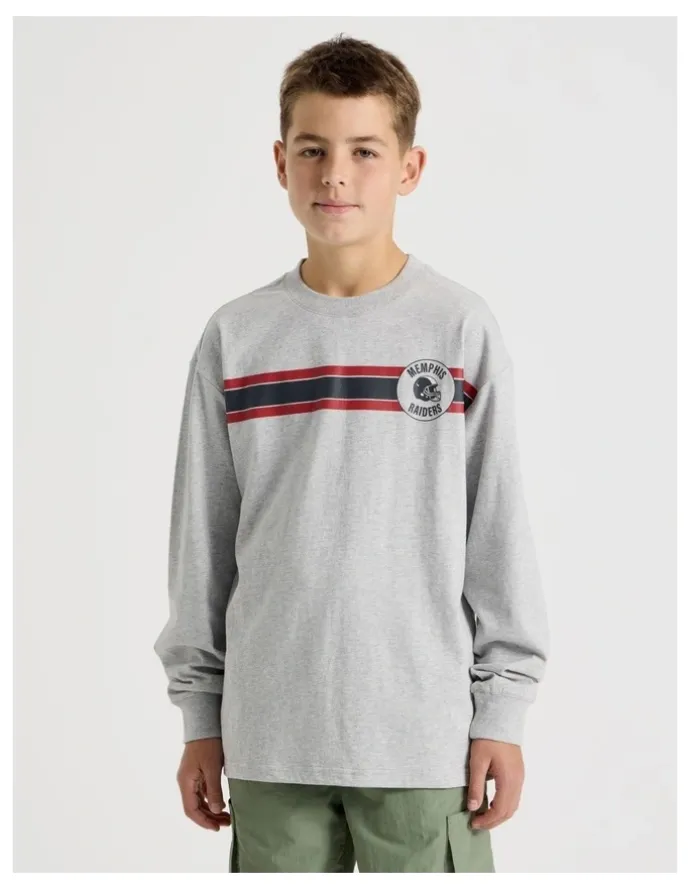 Bauhaus Long Sleeve Football Tee in Grey Marle