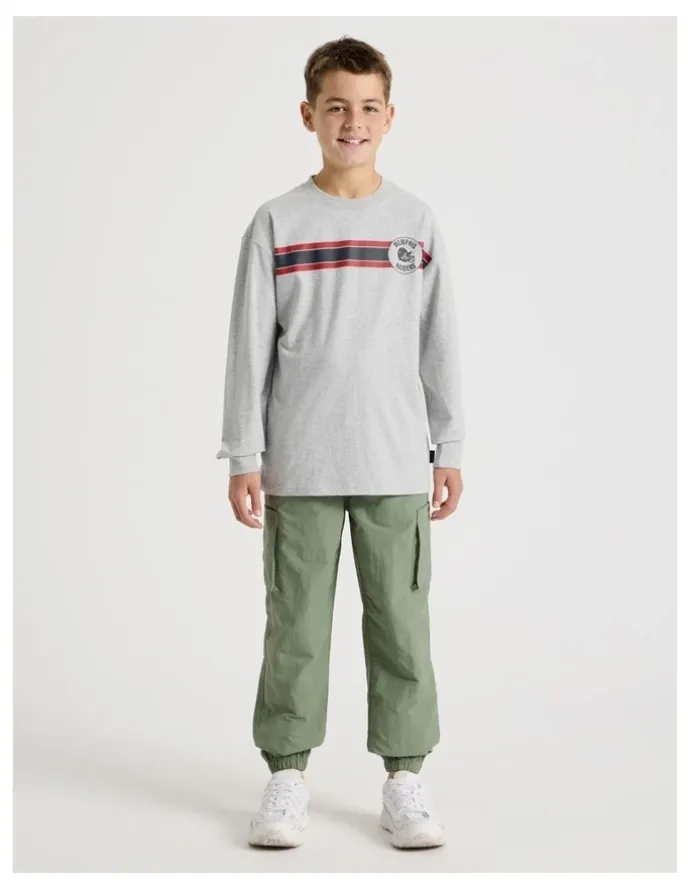 Bauhaus Long Sleeve Football Tee in Grey Marle