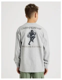 Bauhaus Long Sleeve Football Tee in Grey Marle