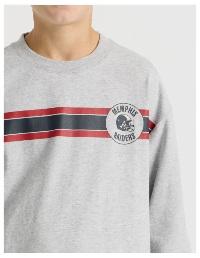 Bauhaus Long Sleeve Football Tee in Grey Marle