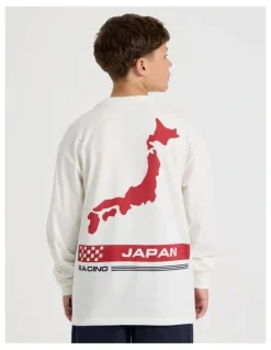 Bauhaus Long Sleeve Print Tee in Tokyo Ecru