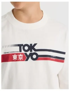 Bauhaus Long Sleeve Print Tee in Tokyo Ecru
