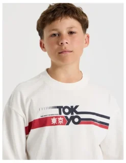 Bauhaus Long Sleeve Print Tee in Tokyo Ecru