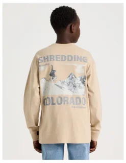 Bauhaus Long Sleeve Print Tee in Snowboarding in Sand