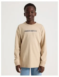 Bauhaus Long Sleeve Print Tee in Snowboarding in Sand
