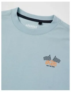 Bauhaus Long Sleeve Print Tee in Raceway in Light Blue