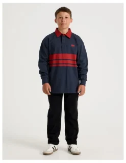 Bauhaus Long Sleeve Rugby Polo in Navy