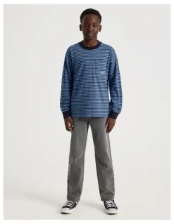 Bauhaus Long Sleeve Stripe Pocket Tee in Blue