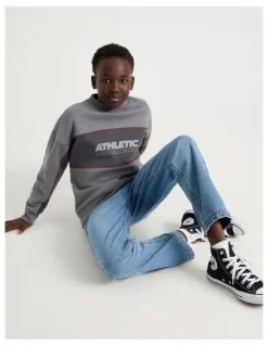 Bauhaus Oversized Crew Neck Sweat Top in Athletic Grey
