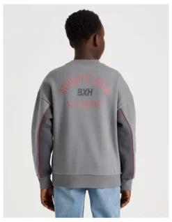 Bauhaus Oversized Crew Neck Sweat Top in Athletic Grey