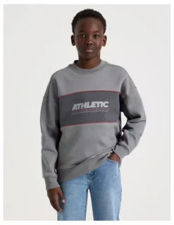 Bauhaus Oversized Crew Neck Sweat Top in Athletic Grey