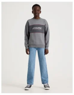 Bauhaus Oversized Crew Neck Sweat Top in Athletic Grey
